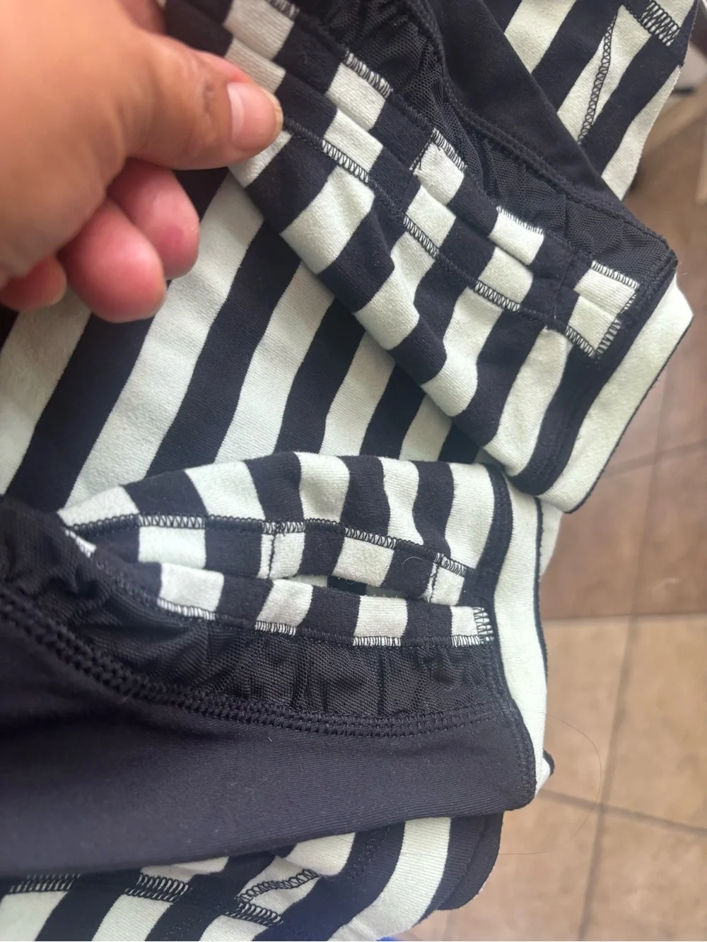 lululemon athletica Black and White Striped Long Sleeve Top